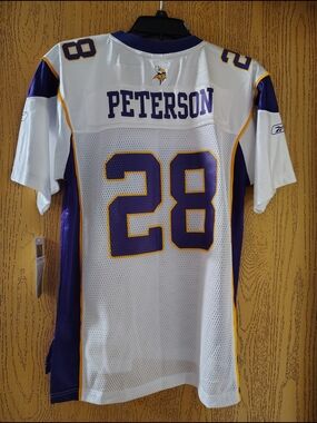 Reebok Minnesota Vikings #28 Peterson White, Purple & Gold Jersey